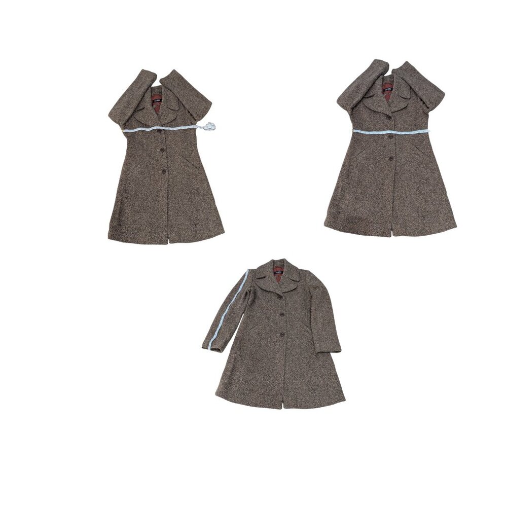 GUESS Brown Tweed Wool Blend A-Line Coat Women's M - Picture 12 of 12